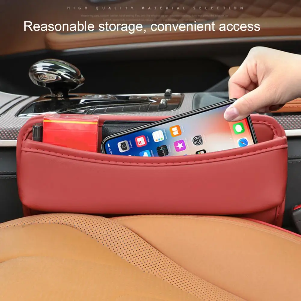 

Car Seat Gap Organizer Capacity Car Seat Gap Filler Organize Phone Glasses Faux Leather Storage Box with 2 Charge Holes Car Gap