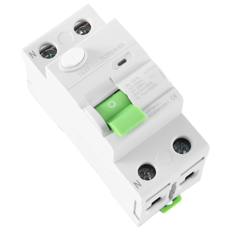 

AC 2P 6KA RCCB RCD 230V Residual Current Circuit Breaker Differential Breaker Safety Switch TORD4-63, 2P