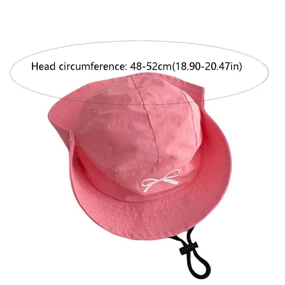 Korean Style Candy Color Bucket Hat Bow Embroidery Quick-dry Summer Kid Sunhat Anti-UV Sun Hat Shading Hat