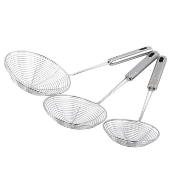 Stainless Steel Fine Mesh Skimmer Spoon Multi-Function Spider Strainer with Long Handle for Cooking Frying and Noodle Straining