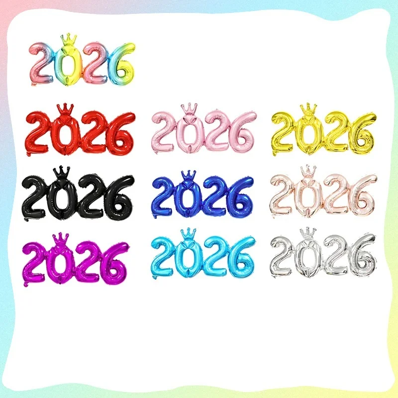Elegant 2026 Foil Balloon Set for New Year's Eve Party & Festive Decor