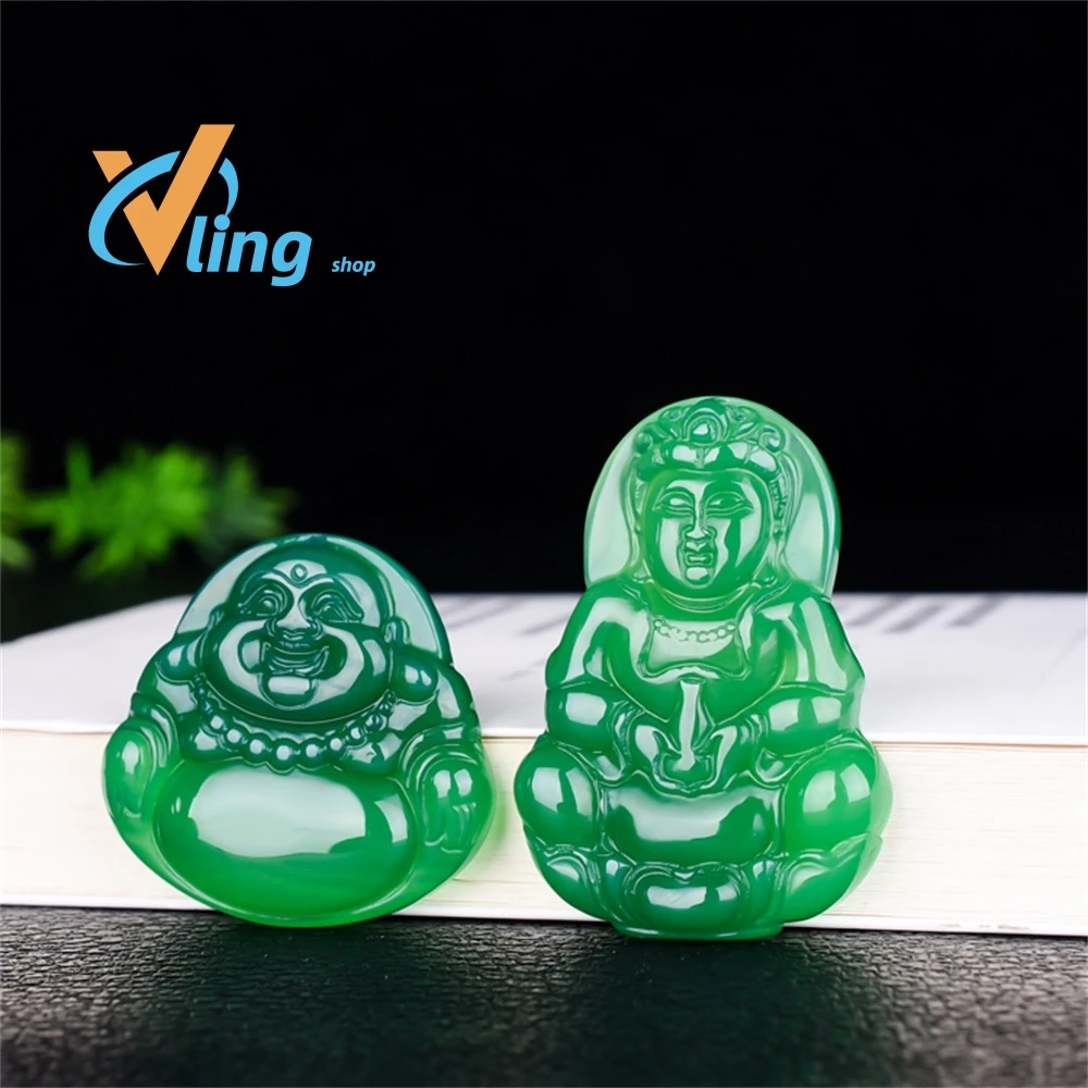 2022Natural green jade pendant necklace jade Hand-Carved women men Buddha and Goddess of Mercy necklaces pendants jade jewelry