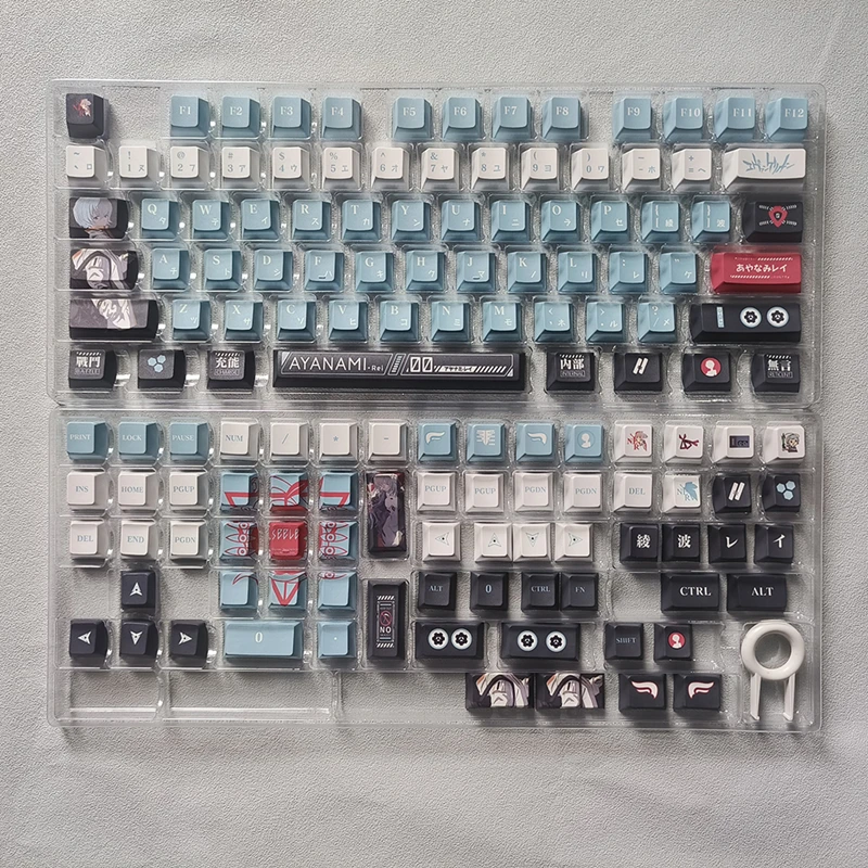 Ayanami Rei Anime Key Caps Pbt Dye Subbed Perfil Cereja Keycaps Gaming para Teclado Mecânico Interruptor mx Conjunto - Imagem 4