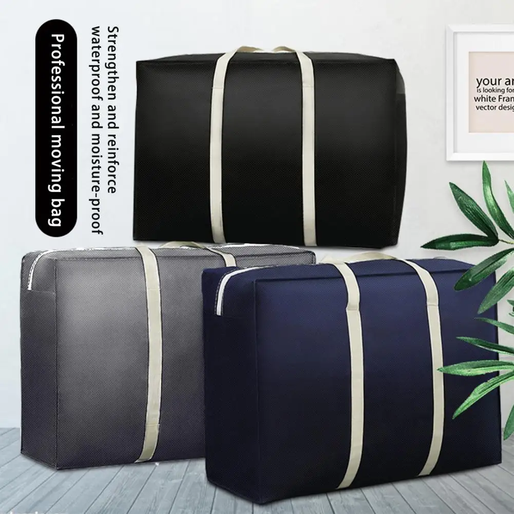 Quilt Storage Bag Large Capacity Folding Smooth Zipper Widen Handle Clothes Storage Pouch Oblong Shape Blanket Storage Bag 4