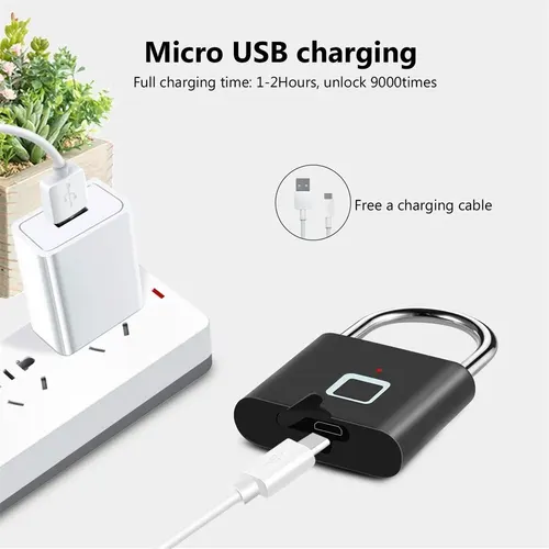 KERUI 키리스 USB 충전 지문 잠금 스마트 자물쇠, 방수 문짝 잠금, 0.2 초 잠금 해제, 휴대용 도난 방지 자물쇠 아연 4