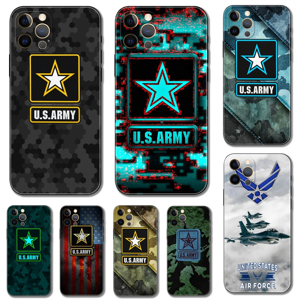 Stati Uniti. Custodia Per Telefono Air Force Per Iphone 11 12 Se2020 Mini Pro Max Cover Posteriore In Tpu Nero Morbido