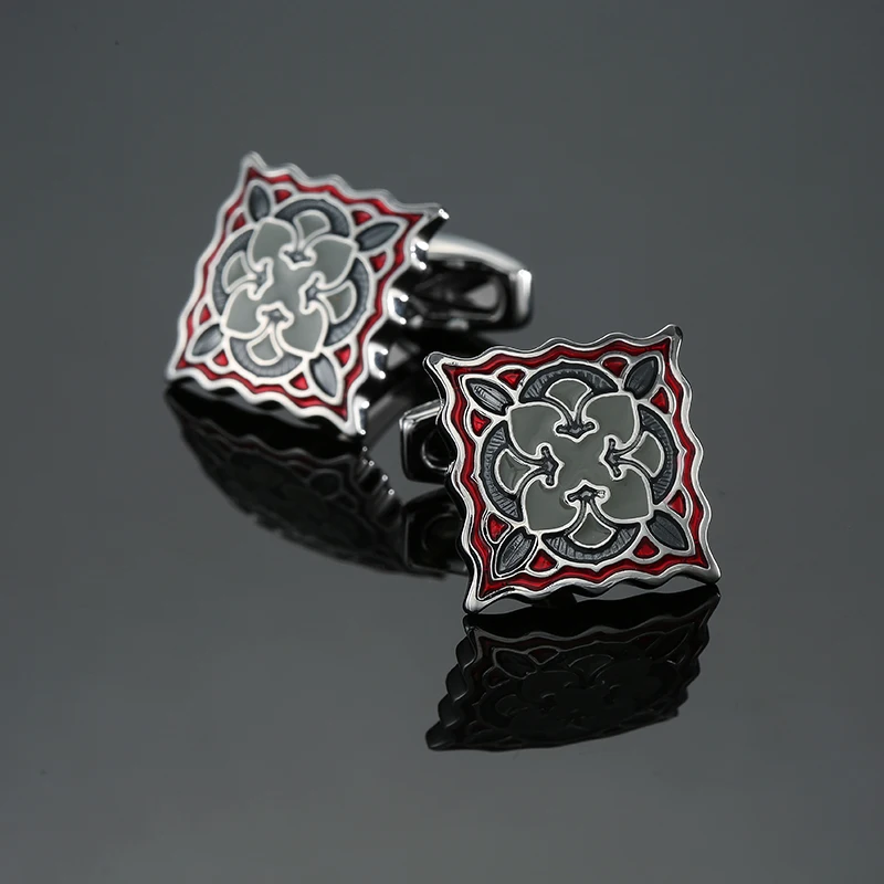 Luxury Mens Cufflinks - Classic Square Blue  Black Retro Pattern Suit Accessories