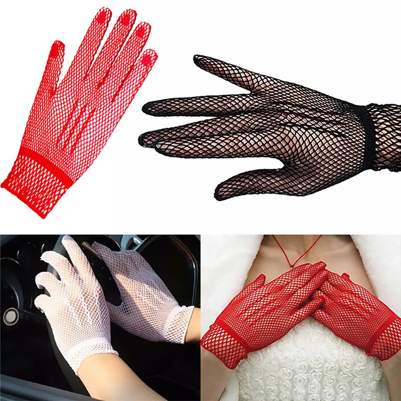 Sun Protection Gloves Women Summer UV-Proof Driving Gloves Mesh Fishnet Lace Mesh Solid Thin Mitten Animals
