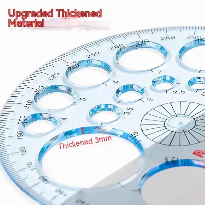 전체 원형 회전 각도기, 360 도 미술 디자인 측정, 아키텍처 수학 드로잉 템플릿, 엔지니어링 드로잉 눈금자
