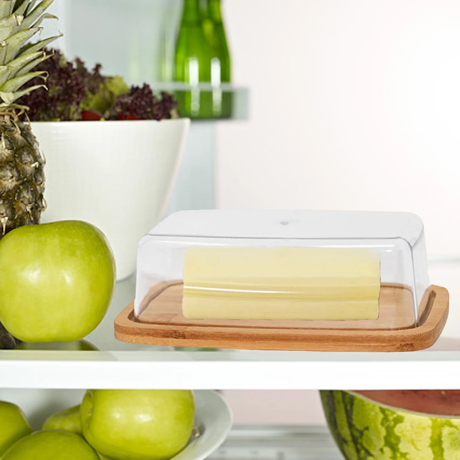 Nordic Countertop Bamboo Butter Dish Plate With Transparent Acrylic Lid Kitchen Storage Butter Container Box butter storage box