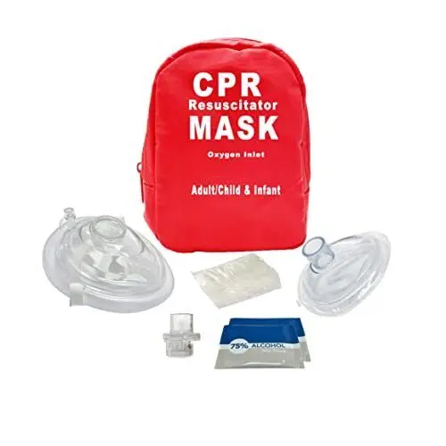 

Adult & Infant CPR First Aid Kit 2 Valves 1Pair PVC Gloves 2 Alcohol Pads