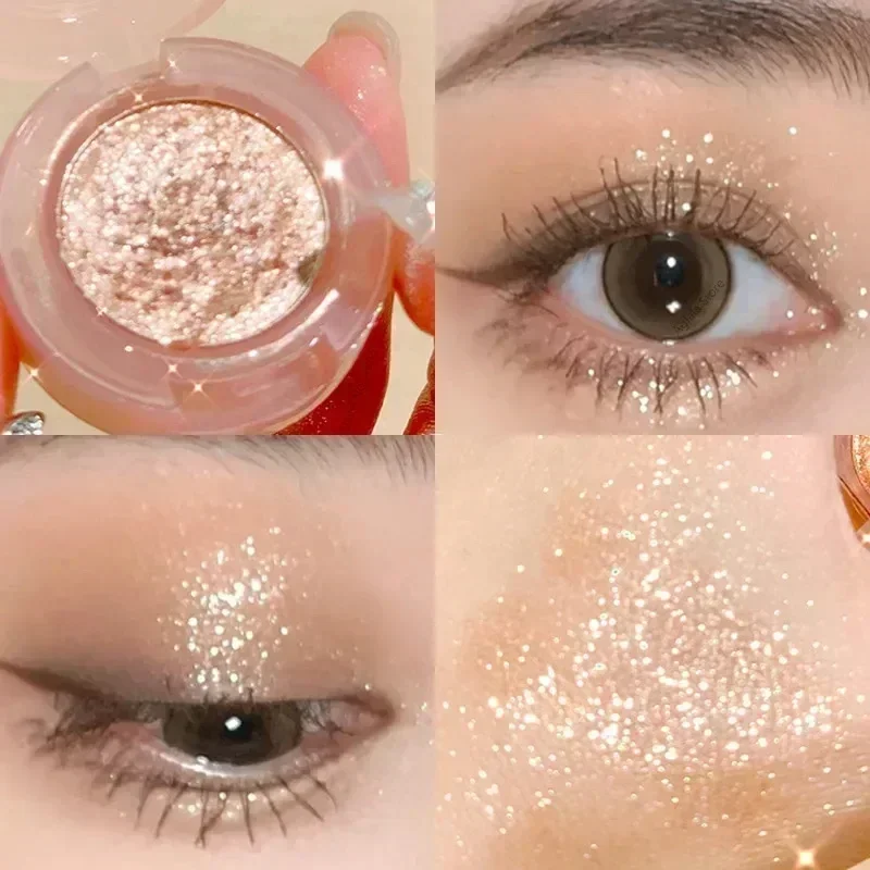 Monochrome Eyeshadow Palette Diamond Glitter Discoloration Eyeshadow Highlighter Sequins Waterproof Lasting Eyes Makeup Pigments 6