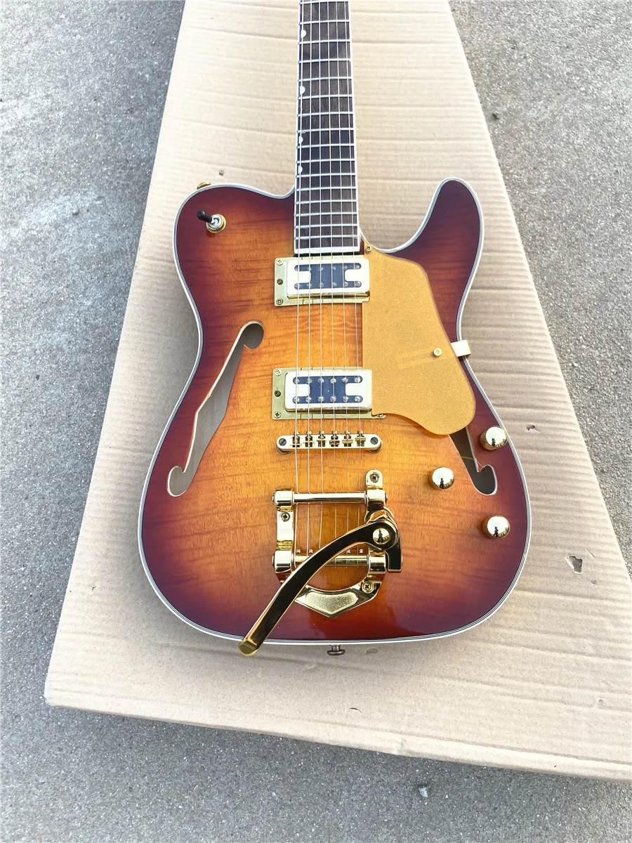 Classic amber jazz Rocker Double F hole front and back drumhead Tiger