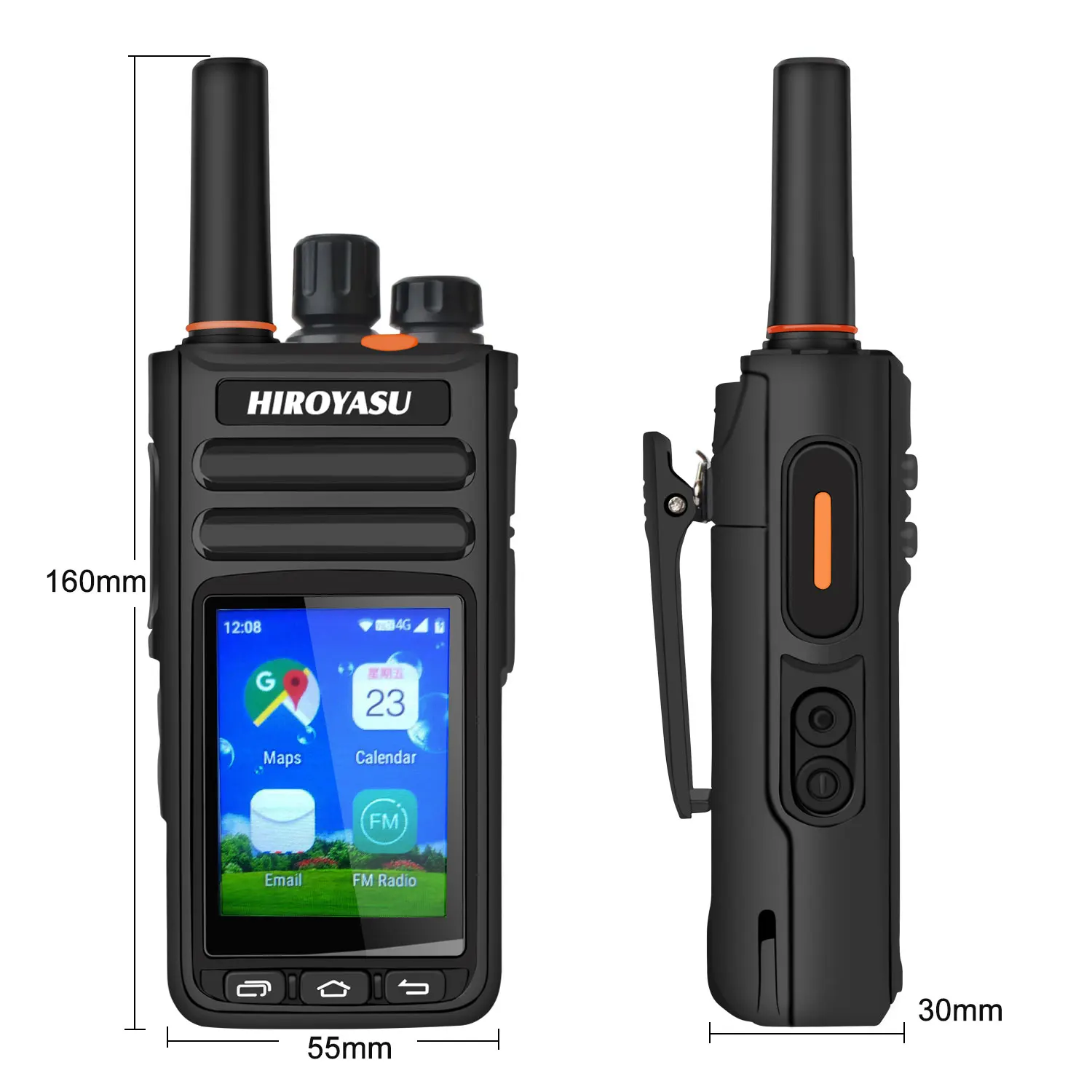 Hiroyasu HI-B8 2G 3G 4G LTE Cellular Network WIFI PoC FM Walkie Talkie 2GB+16GB Android9.0 Phone Call GPS 2.4"Touch Screen Radio 5