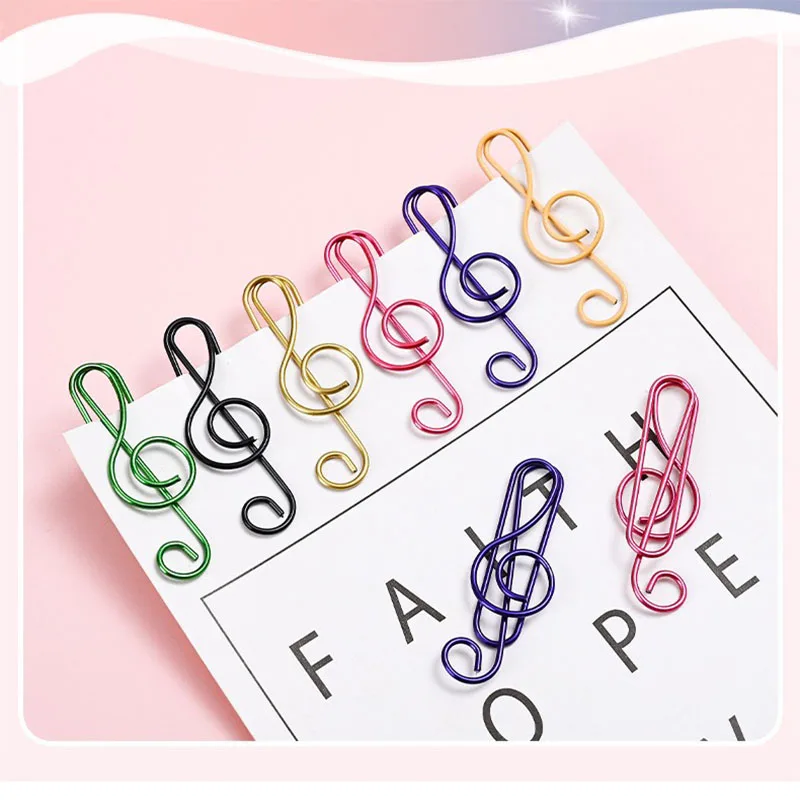 20 PCS Music Paper Clip Metal Office Cute Binder Kawaii Stationery Clip Paper Clips Cute Decorative Clips