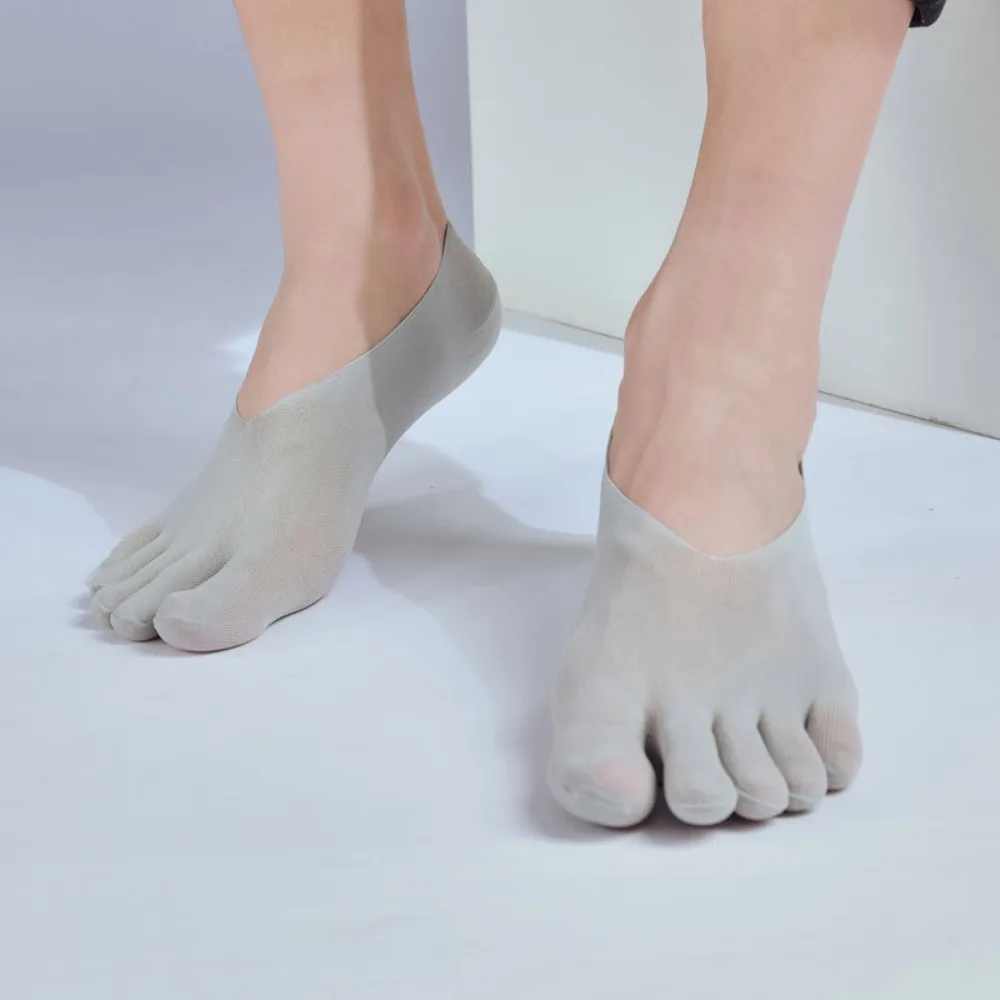 

Casual Transparent Men's Five Finger Socks Short Hollow Men's Mesh Five Toes Socks Ankle Hosiery Non-slip Summer