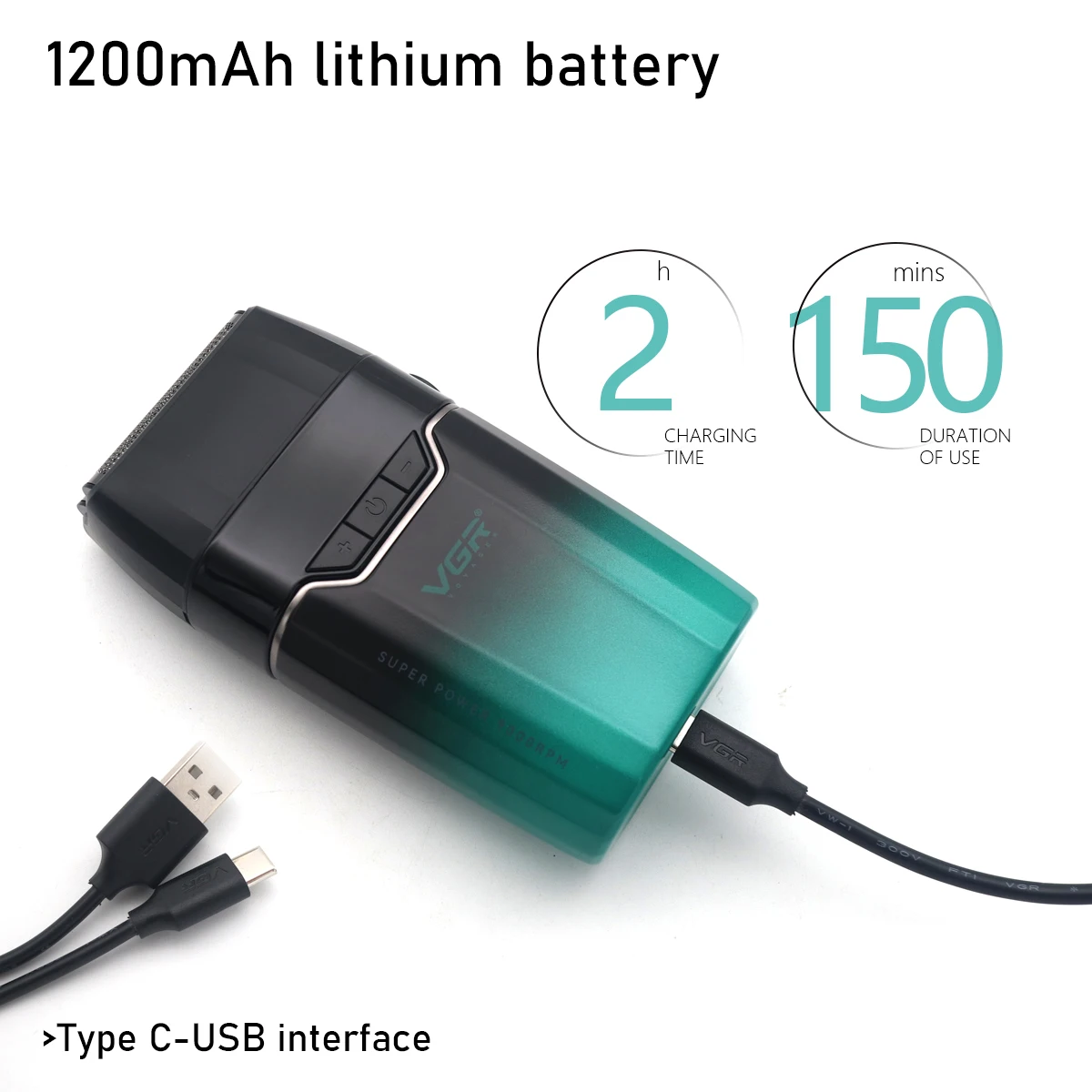 VGR V308 ماكينة حلاقة للرجال مزدوجة احباط كامل معد...