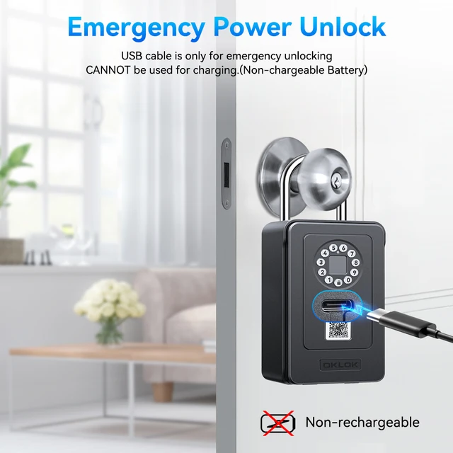 Camluxy Smart Key Box Fingerprint Safe Storage Lock Key 6 Digital Password Code Security Lockbox Combination Code IC Card Unlock 3