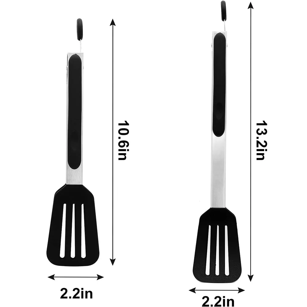 2-piece set of food tongs stainless steel tongs silicone non-stick non-slip BBQ salad cooking bread tools kitchen accessor