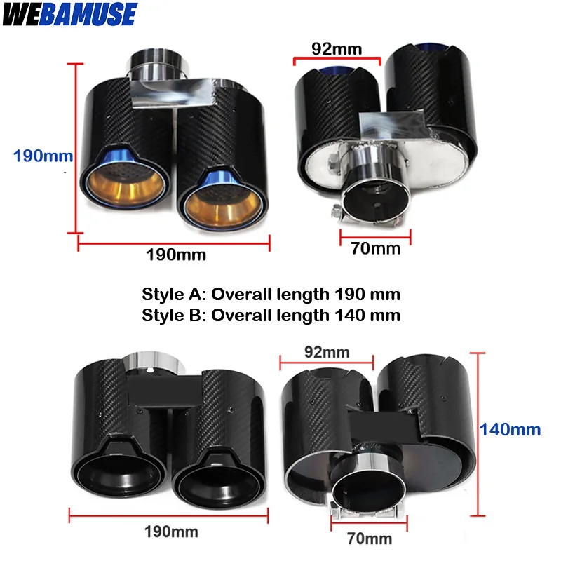 Quad Carbon Fiber Exhaust Tip Dual Outlet Stainless Steel Muffler Exhaust System Tailpipe For BMW G20 G21 330i 330d 320d