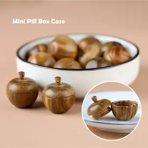 Wooden Pill Box Medicine Boxes Mini Portable Pendant Keychain Waterproof Sealed Pill Organizer Case Travel