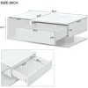 Modern Coffee Table with Tempered Glass,Small Coffee Table with High-Gloss UV Surface,2-Tier Living Room Center Table 2