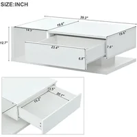 Modern Coffee Table with Tempered Glass,Small Coffee Table with High-Gloss UV Surface,2-Tier Living Room Center Table 2