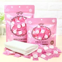 50pcs Mini Portable Travel Dry Compressed Coin Disposable Face Towel Baby Wipes Tablet Travel Tissue Cleansing Face Papper 2