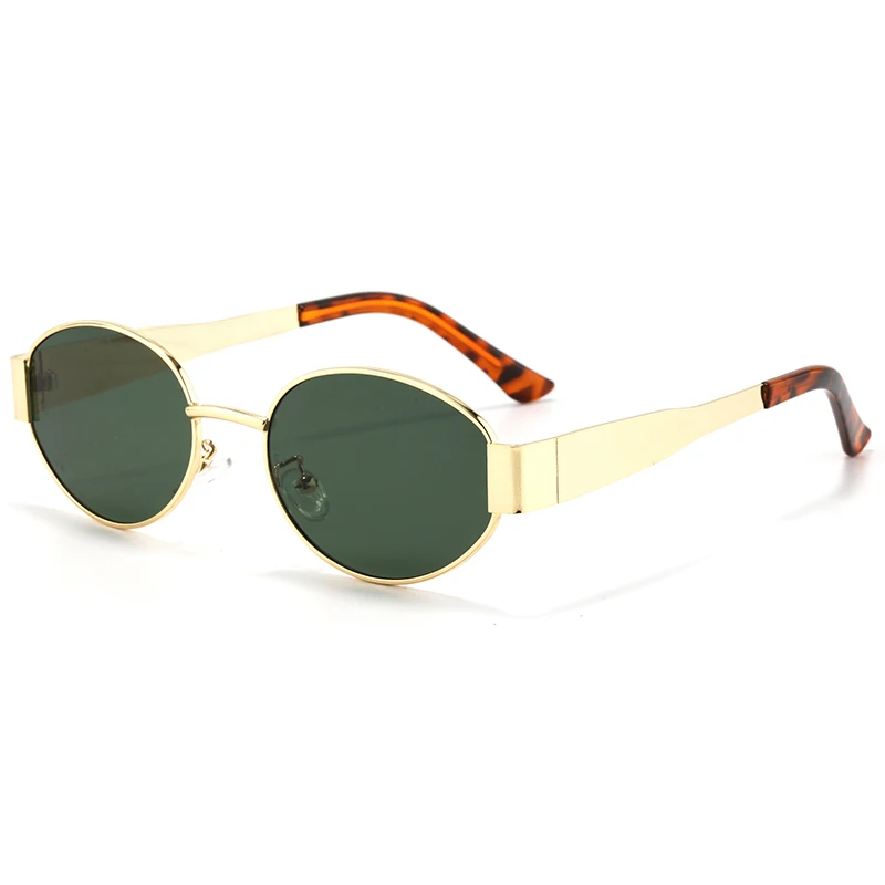 Metal Frame Sunglasses Small Oval For Women Men Designer UV400 Eyewear Vintage
