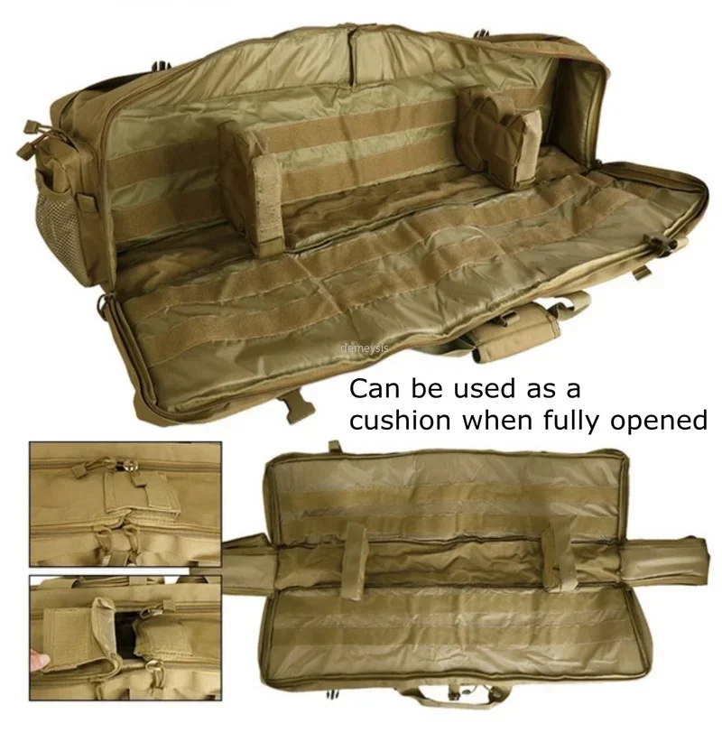 M249 Tactical Gun Bag Large Capacity Hunting Shooting Gun Case Protective Foam Pad Airsoft Double Rifles Carry Shoulder Bag 4