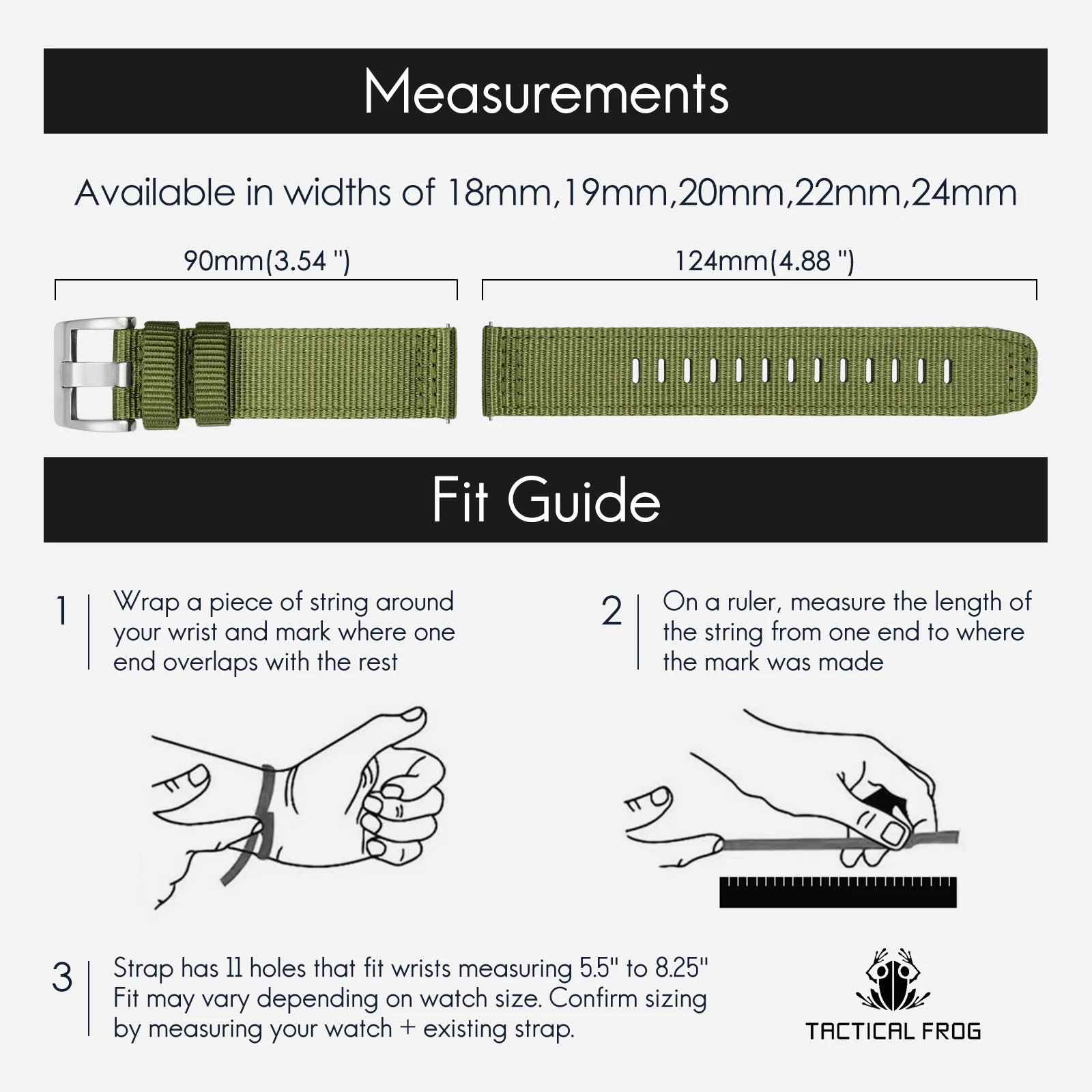 IBENIFIT High Quality Nylon Waterproof Military Sport Watch Strap