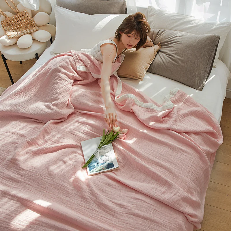 100% 모슬린 코튼 소파 침대 던지기 담요, 성인 어린이 6 층 거즈 침대보, 더블 킹 퀸 사이즈 침대 담요
