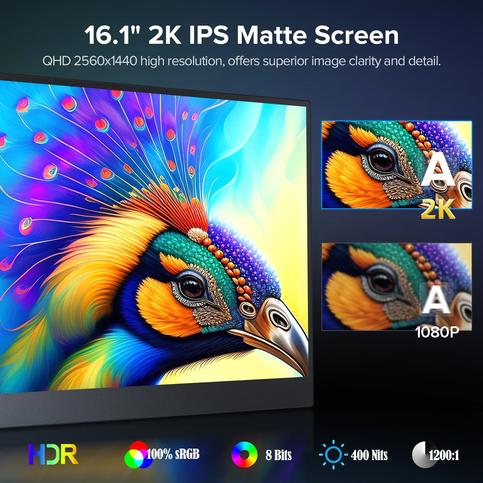 UPERFECT ӿ , ޴ Ʈ ÷, Ÿ C ̴ HDMI, PS4/5  ũ ġ XBOX PC Mac, 16.1 ġ, 2K, 144Hz