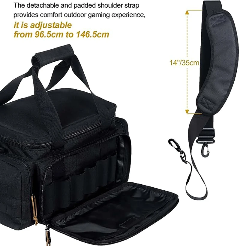 ONETIGRIS Tactical Range Bag Molle System Outdoor Hunting Accessory Nylon Gun Case Pack Pistol Tools Shoulder Bag Sniper Black 4