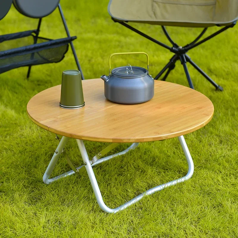 

AOLIVIYA Official New Outdoor Portable Folding Table Car Bamboo Allegro Table Folding Small round Table Camping Simple Barbecue