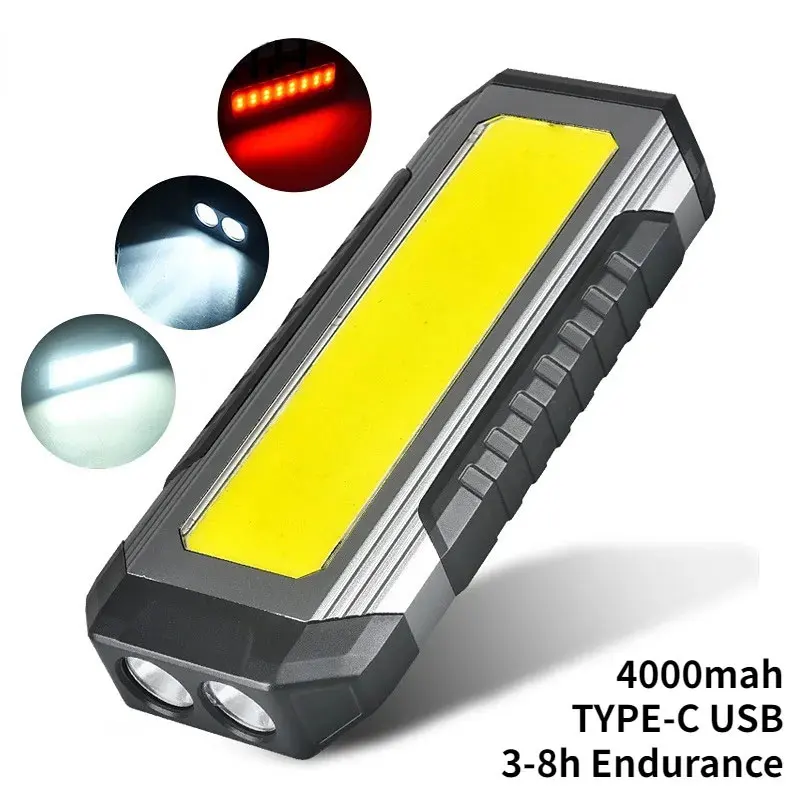 COB LED Work Light USB Rechargeable Camping Lamp with Magnet 4000mah for Auto Repair and Maintenance