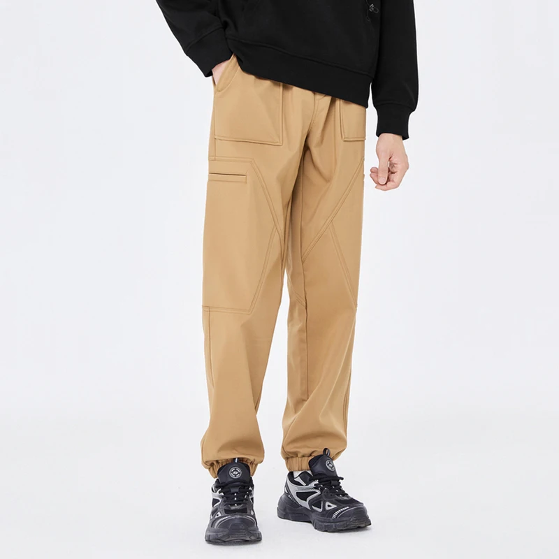 Mens sports pants Semir men winter loose drawstring three-proof sports velvet pants