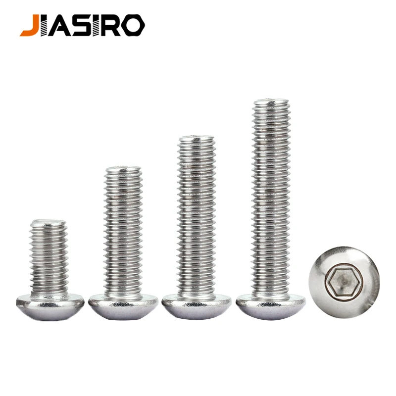 

5/10/50Pcs M1.6 M2 M2.5 M3 M4 M5 M6 M8 Button Round Head Hexagon Hex Socket Allen Screw 304 Stainless Steel Bolt 3-80mm