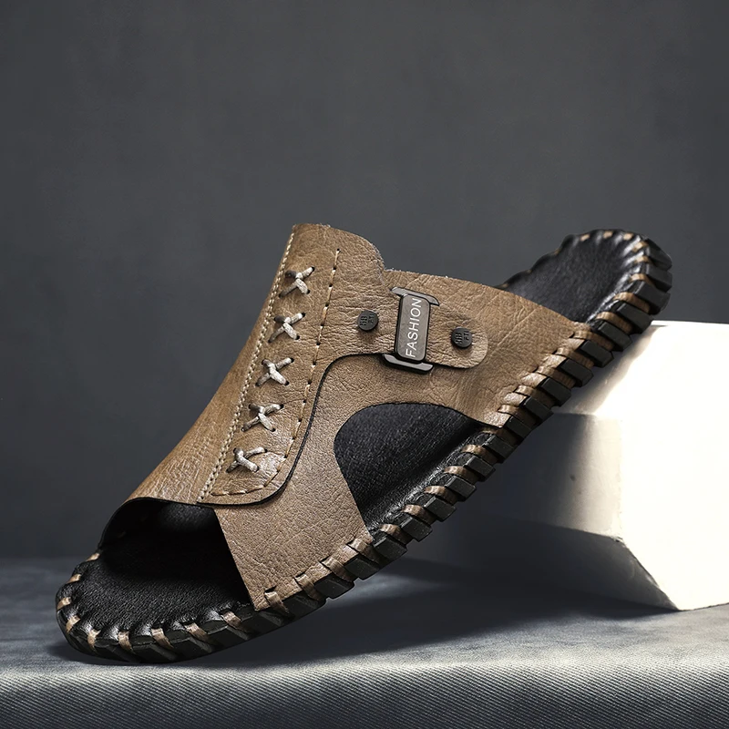 Outdoor Summer Half Shoes Comfortable Men's Sandal Leisure Beach Shoes for Men Hand-stitching Male Half Drag Quick Dry Slippers