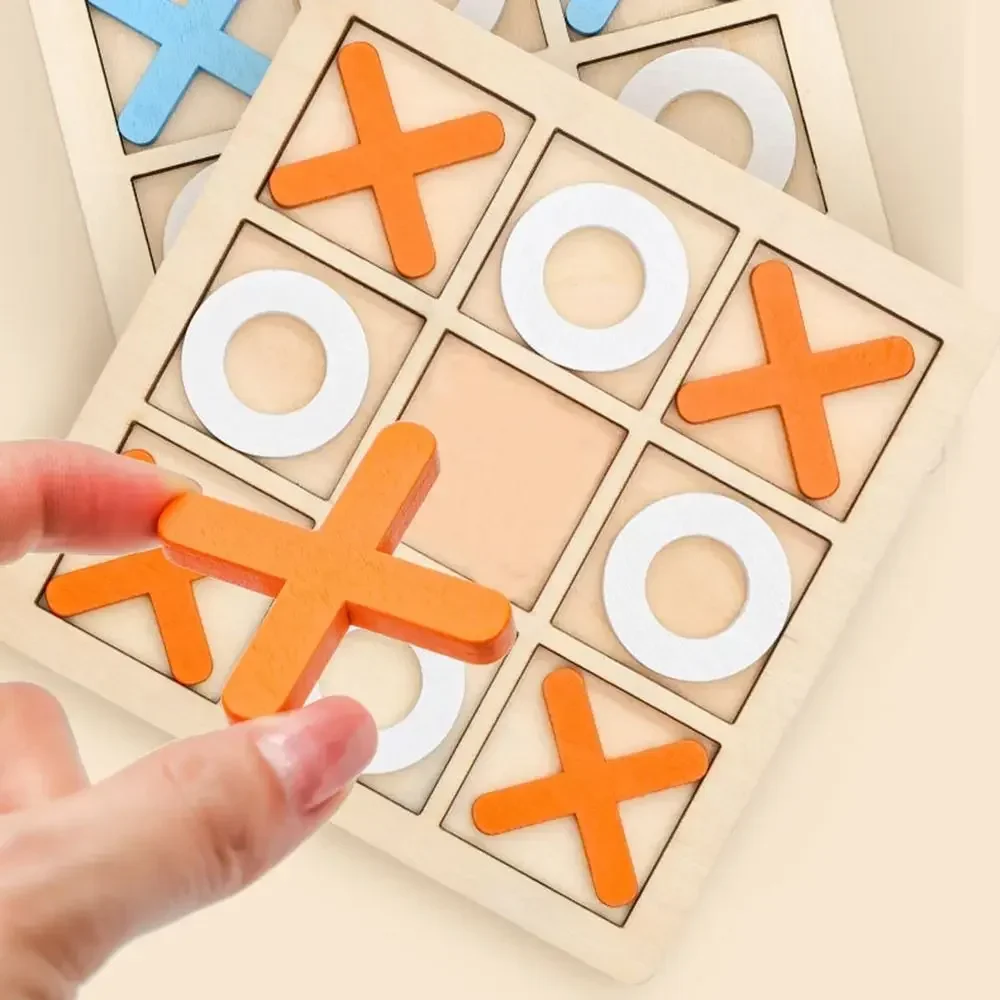 1PC Wooden Board Game Tic Tac Toe 9"x9" Table Toy for Kids Gifts Family Games Desk Decoration Board Game