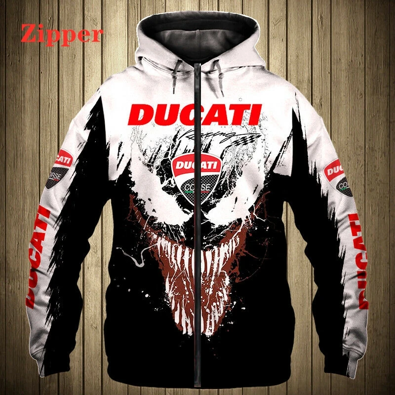 

2024 New Mens Ducati Motorcycle Logo Hoodie 3D Digital Print Fashion Harajuku High Quality Sweatshirt Racing Jackets Zip Hoody