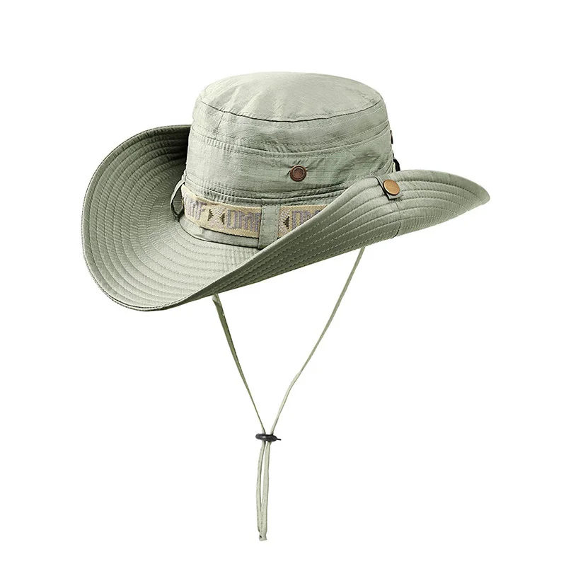 Summer Men Bucket Hat Outdoor UV Protection Wide Brim Panama Safari Hunting Hiking Hat Mesh Fisherman Hat Beach Sunscreen Cap