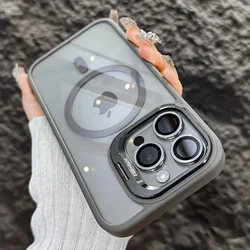 Luxury Magnetic Shockproof Phone Case with Stand and Glass Lens Protection - iPhone 11 PorMax (Gray)