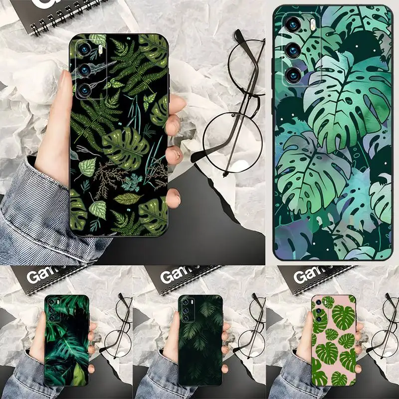 Leaves Monstera Green Phone Case Fundas Per Huawei P30 Pro P40 P10 P20 Plus Lite Psmart 2020 Y6 Y5 2019 Y8S Y8P Y5Prime Shell
