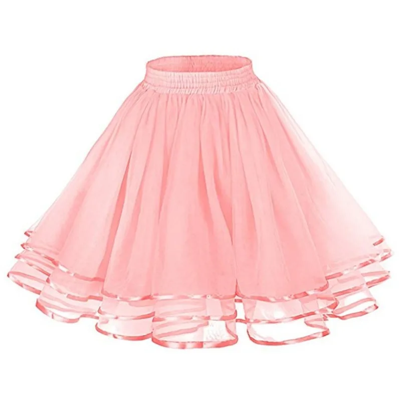 Woman Petticoat Tutu Underskirts 50's 3 Layer Ribbon Gauze Tulle skirt Vintage Wedding Bridal Slips Rockabilly Tutu flower girl underskirt wedding underskirt vintage underskirt lolita petticoat wedding petticoat petticoat underskirt petticoat skirt tulle tutu skirt