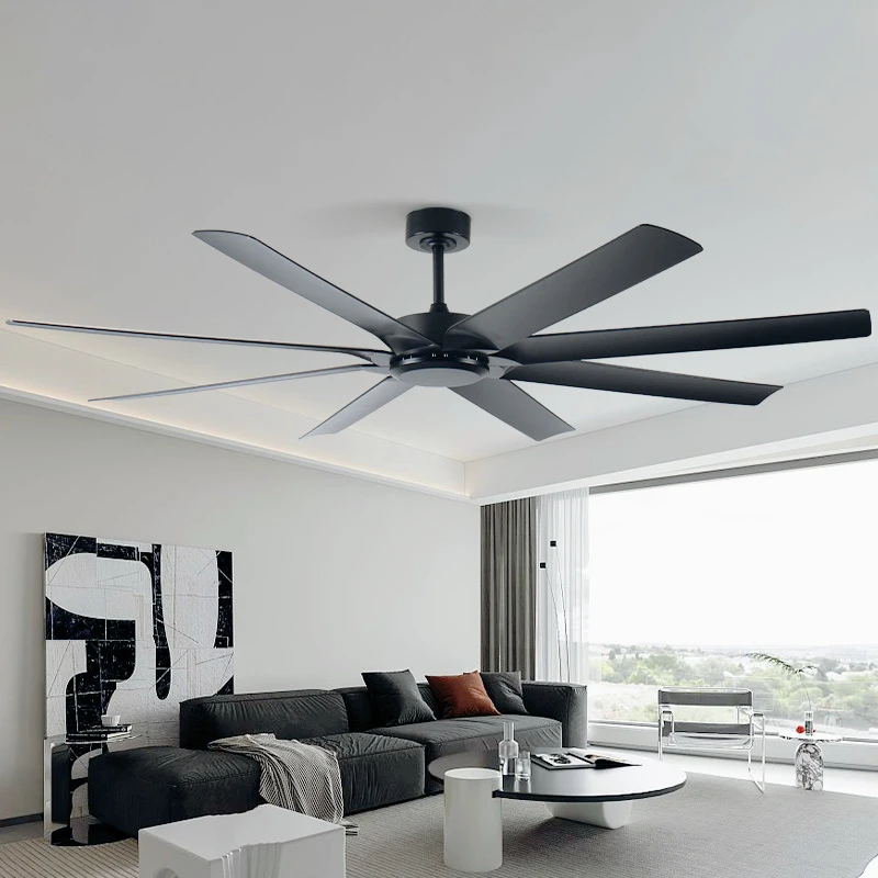72 Inch Ceiling Fan Large Black Ceiling Fan with LED Light Remote Quiet DC Motor 6 Speeds for Patio Garage Shop