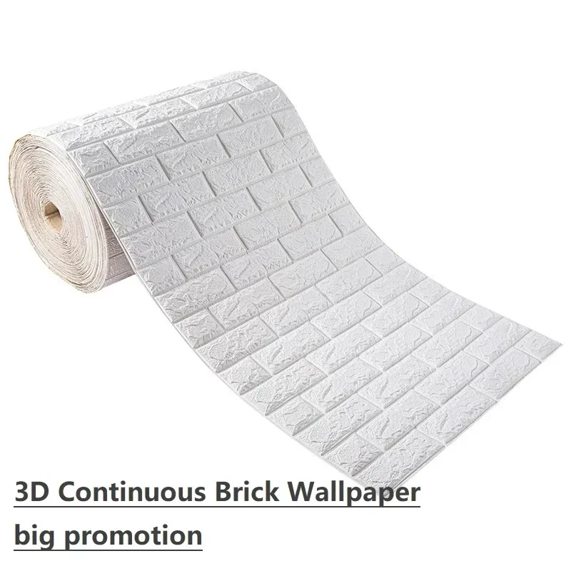 1/3/5/10M 3D Self-Adhesive Decor Wallpaper Continuous Waterproof Brick Wall Stickers Living Room Bedroom Wall Home Decoration 6