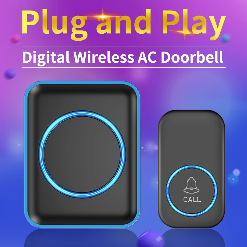 

CACAZI Intelligent Waterproof Wireless Doorbell Home Big Flashing Light 300 Meter Remote 60 Music Door Bell Chime EU UK US AU
