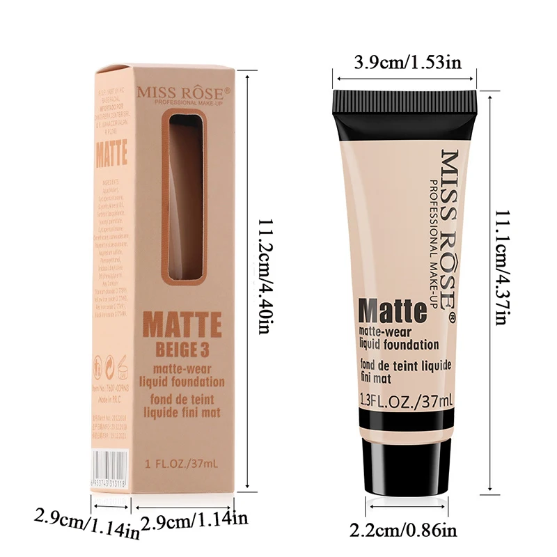 Liquid Foundation Waterproof Foundation Makeup Cosmetics Base Matte Long-lasting Face Concealer