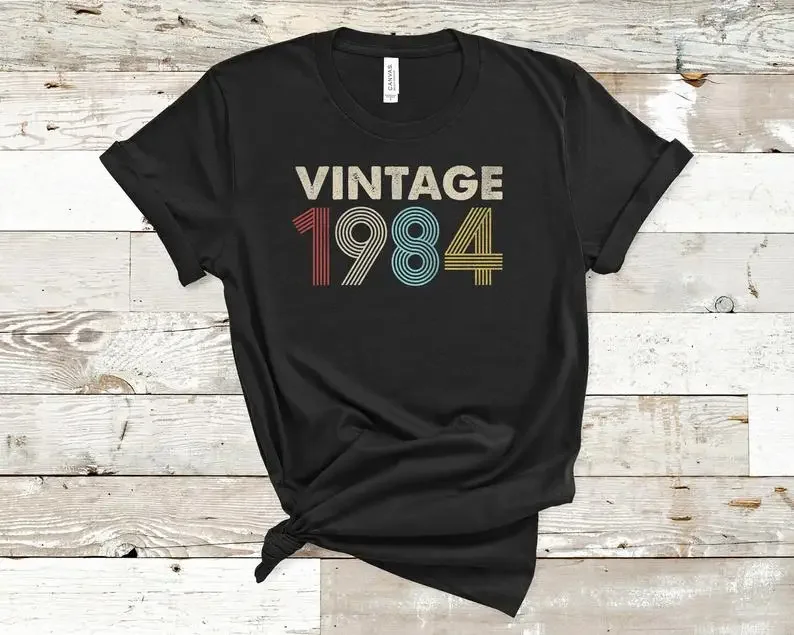 

Vintage 1984 Distressed Retro Fade 39th Birthday Gift Party Birthday Shirt Harajuku Female Clothing 100% Cotton Funny top Tees